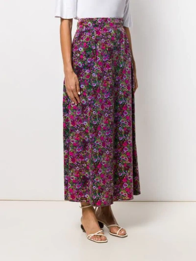 Pre-owned A.n.g.e.l.o. Vintage Cult 1970's Ken Scott Floral Long Skirt In Purple