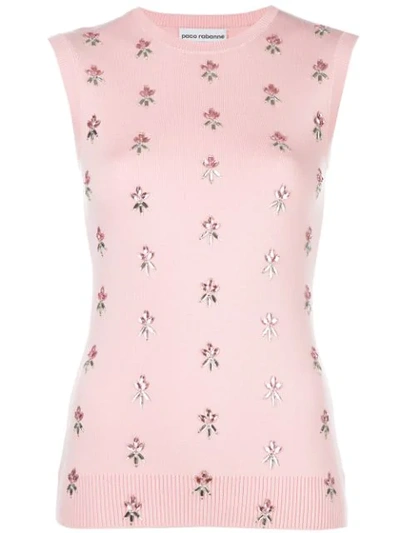 Shop Paco Rabanne Rhinestone-embellished Sleeveless Top In Pink