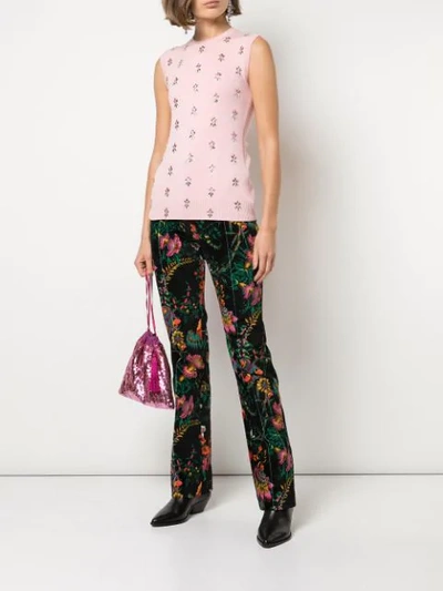Shop Paco Rabanne Rhinestone-embellished Sleeveless Top In Pink