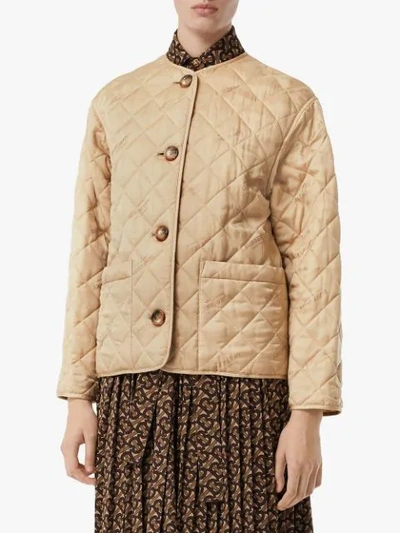 Shop Burberry Diamond Quilted Jacket In Neutrals