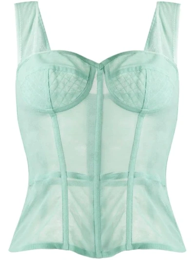 Shop Dolce & Gabbana Bustier Fitted Top In Green