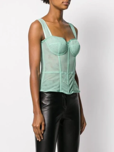 Shop Dolce & Gabbana Bustier Fitted Top In Green