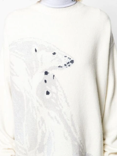 Shop Alanui Polar Bear Intarsia Jumper In White