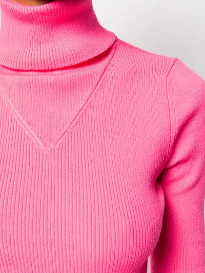 Shop Msgm Turtleneck Knitted Jumper In Pink