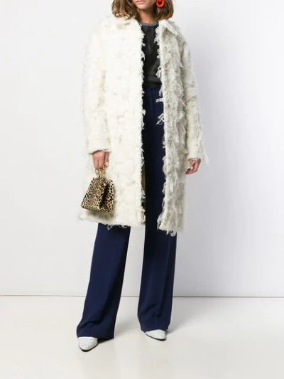 Shop N°21 Textured Single Breasted Coat In White