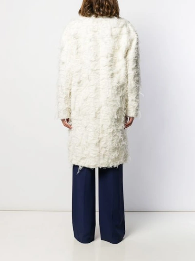 Shop N°21 Textured Single Breasted Coat In White