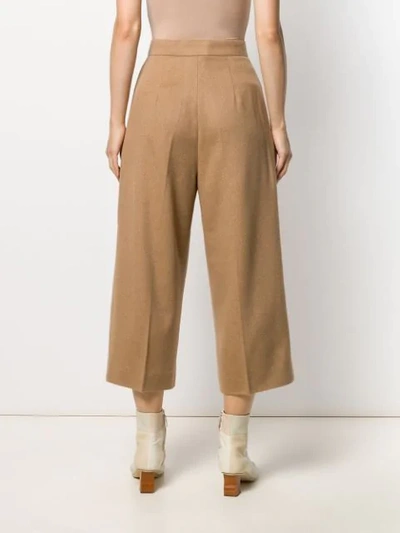 Shop Max Mara Cropped Tailored Trousers In Neutrals
