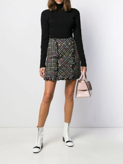 Shop Edward Achour Paris Bouclé Tweed Mini Skirt In Black
