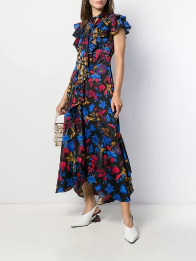 Shop Peter Pilotto Tropical Print Dress In Black