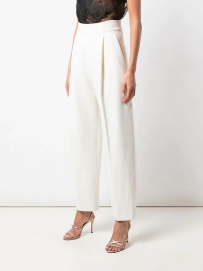 Shop Oscar De La Renta Straight Leg Trousers In White