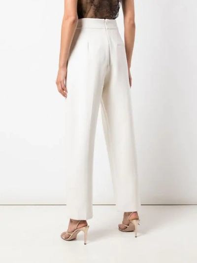 Shop Oscar De La Renta Straight Leg Trousers In White