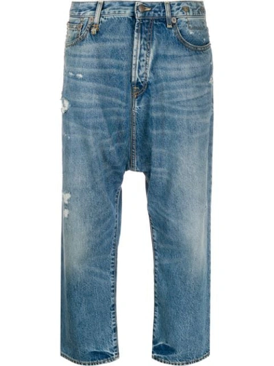 Shop R13 Cropped Drop-crotch Jeans In Blue