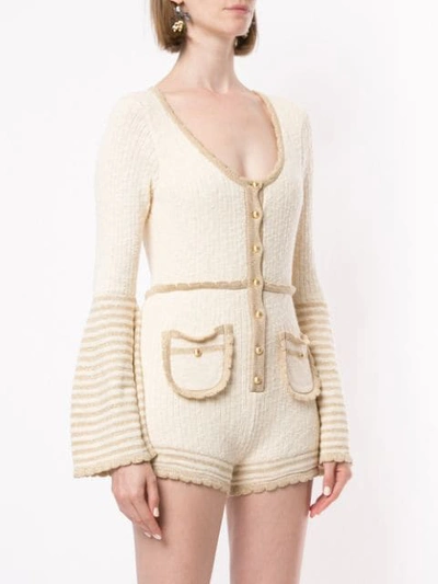 Shop Alice Mccall Heaven Help Ribbed Knit Playsuit In Crème