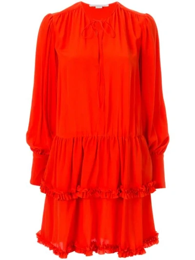 Shop Stella Mccartney Ruffle-trim Tiered Dress In Red