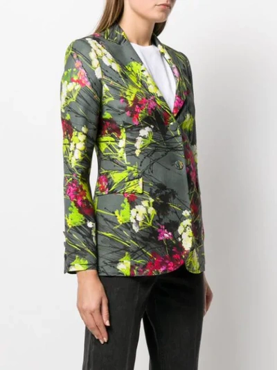 Shop Blumarine Single-breasted Floral-print Blazer In 178 Multicolor