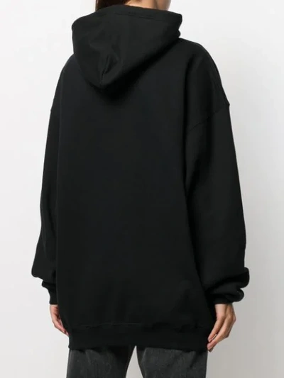 Shop Balenciaga Embroidered Logo Hoodie In Black