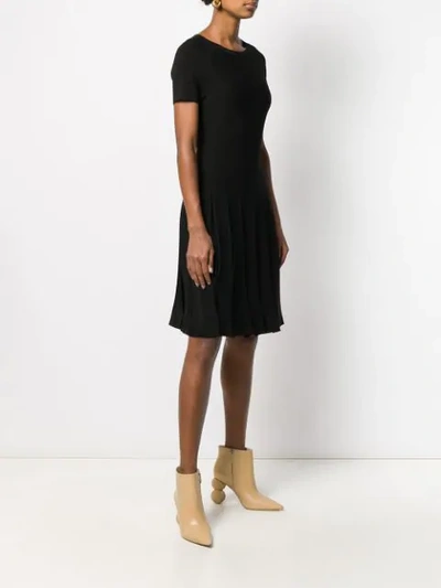 Shop Theory Pleated Short-sleeved Dress In Black