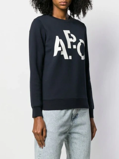 Shop A.p.c. Logo Print Sweatshirt - Blue