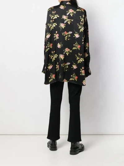 Shop R13 Oversized Floral Silk Shirt - Black