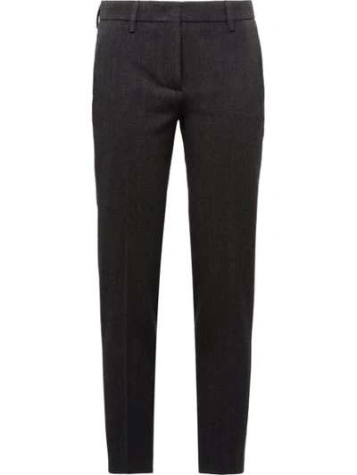 Shop Prada Slim Trousers In Grey