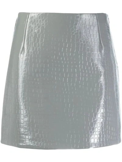 Shop Tibi Embossed Crocodile-effect Mini Skirt In Grey