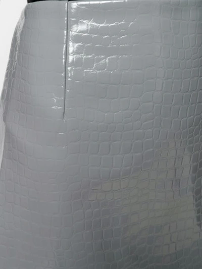 Shop Tibi Embossed Crocodile-effect Mini Skirt In Grey