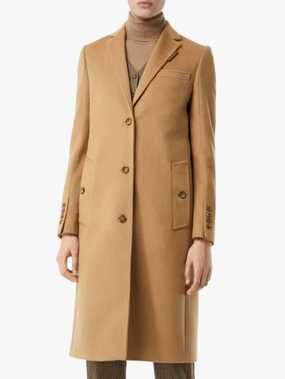 Shop Burberry Single-breasted Tailored Coat In Neutrals