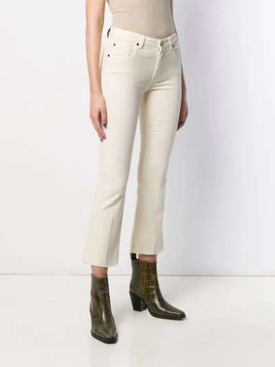 Shop Fay Fringed Trim Flared Jeans In White