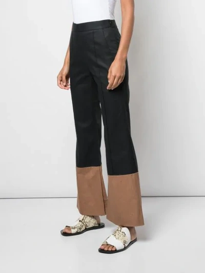 Shop Arias Two-tone Flared Trousers In Black