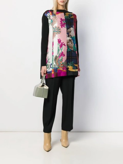 Shop Ferragamo Print Panel Knitted Top In Black
