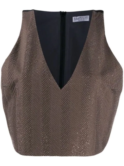 Shop Brunello Cucinelli V-neck Fitted Vest In Brown