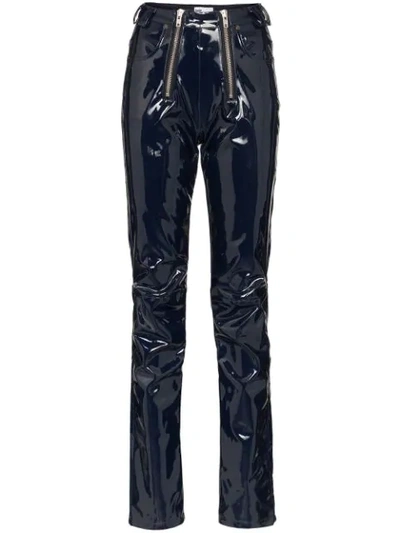 Shop Gmbh Zip Detailed Straight Leg Trousers In Blue