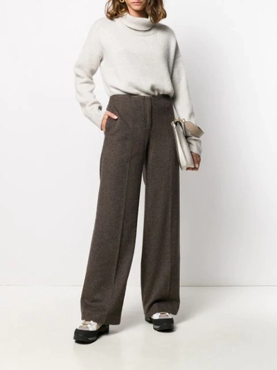 Shop Theory Check Print Trousers In Brown