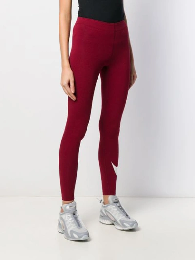 Shop Nike Leg-a-see Logo Print Leggings In Red