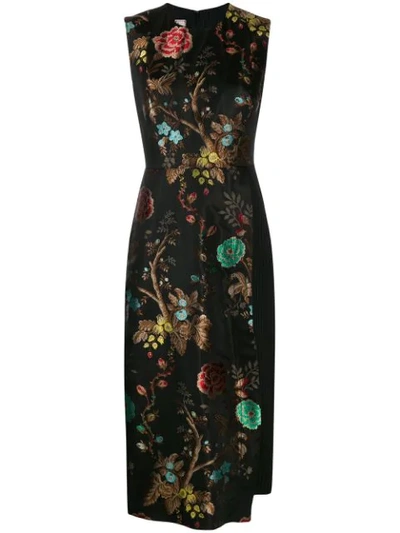 Shop Antonio Marras Sleeveless Floral Print Dress In Black