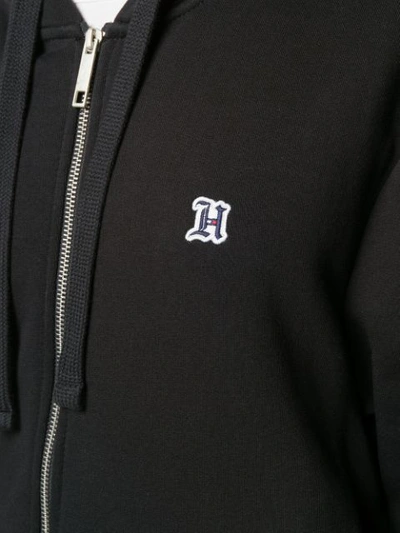 Shop Tommy Hilfiger Logo Print Band Hoodie In Black