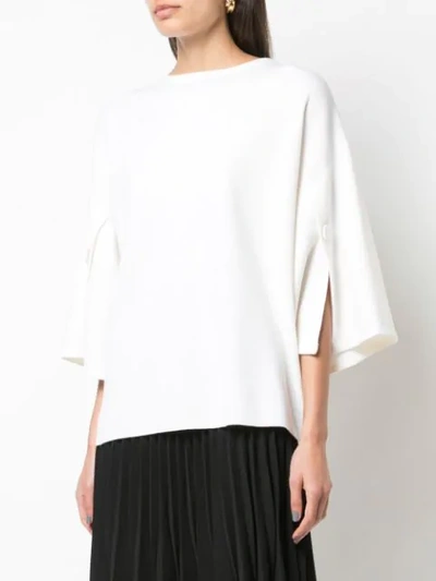 Shop Adam Lippes Slit Sleeve Knitted Top In White