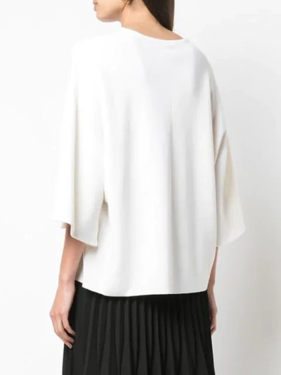 Shop Adam Lippes Slit Sleeve Knitted Top In White