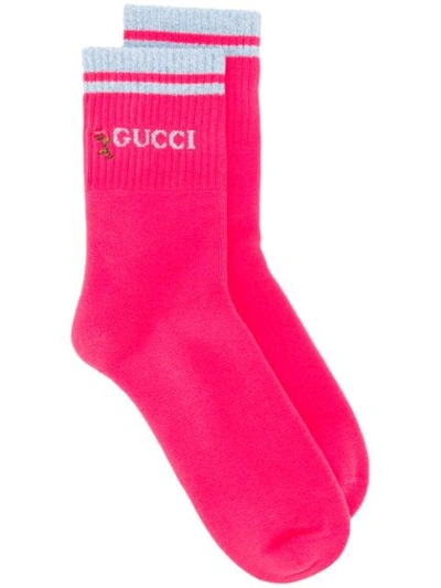Shop Gucci Lurex Trim Socks In Pink