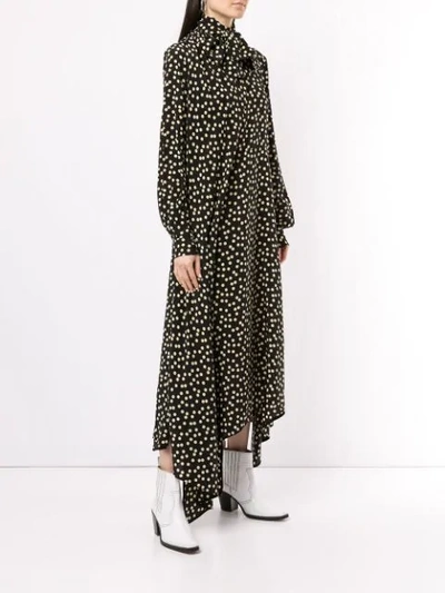 Petar Petrov Silk Polka Dot Print Dress In Black