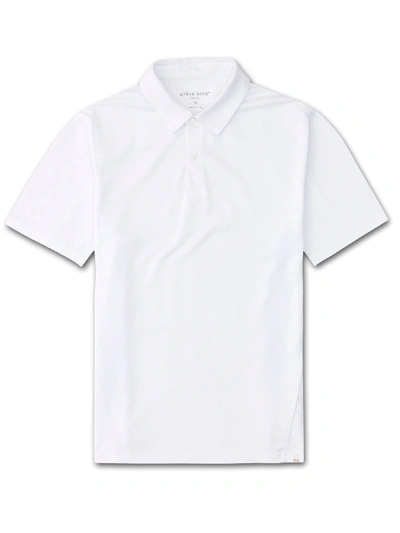 DEREK ROSE DEREK ROSE MEN'S POLO SHIRT RAMSAY PIQUE COTTON TENCEL WHITE 3155-RAMS001WHI