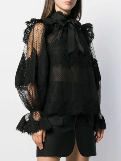 Shop Zimmermann Puff Sleeve Lace Blouse In Black