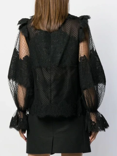 Shop Zimmermann Puff Sleeve Lace Blouse In Black