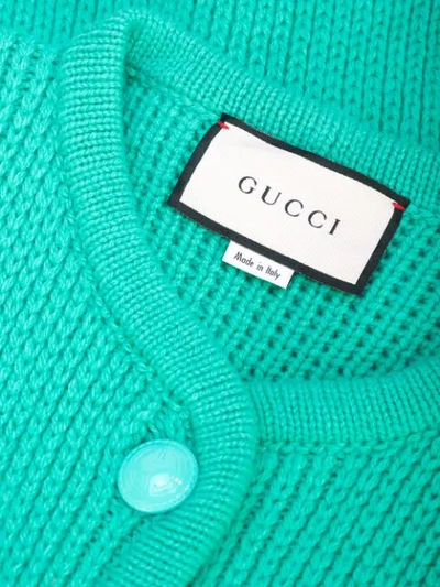 Shop Gucci Chunky Knit Cardi In 3116 Caribbean Sea Water