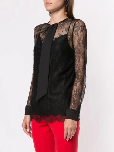 Shop Paule Ka Lace Sleeve Camisole Top In Black