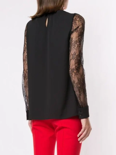 Shop Paule Ka Lace Sleeve Camisole Top In Black