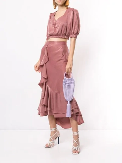 We Are Kindred Frenchie Crepe De Chine Cropped Top In Pink