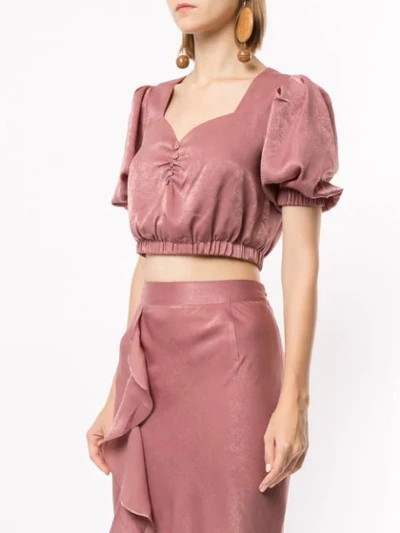 We Are Kindred Frenchie Crepe De Chine Cropped Top In Pink