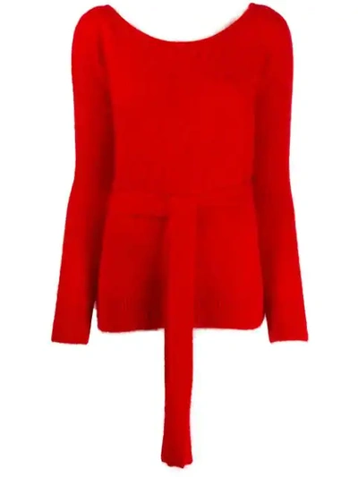 Shop Semicouture Waist-tied Jumper In Red