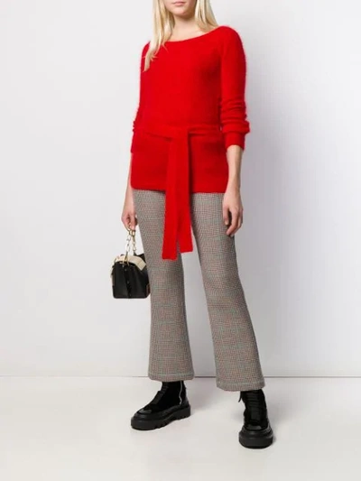 Shop Semicouture Waist-tied Jumper In Red